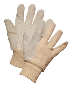 8 oz COTTON GLOVE w/LEATHER PALM & KNIT WRIST, 12pairs/package - S4017